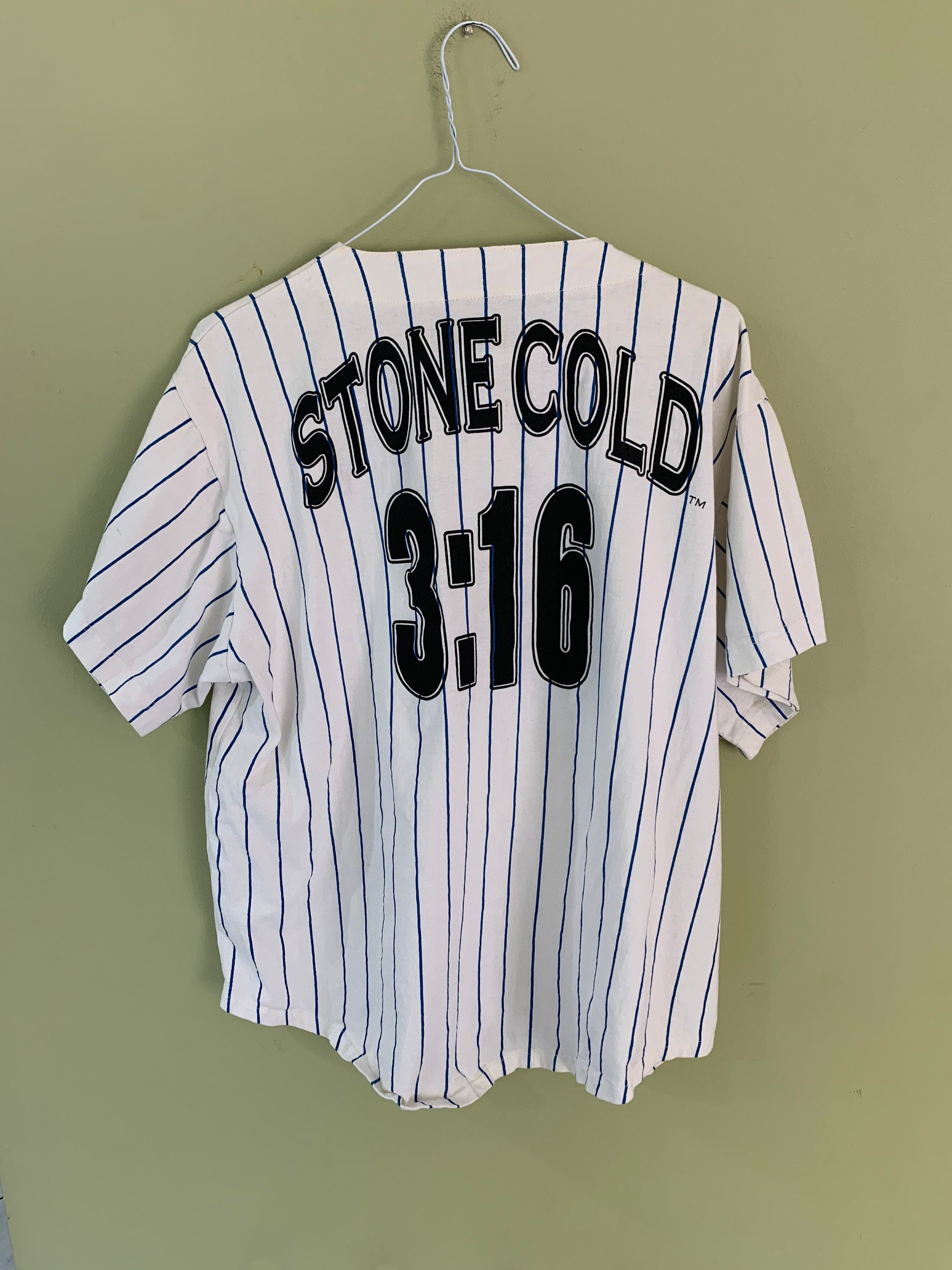 Vintage Stone Cold 3 16 Steve Austin Baseball Jersey Shirt