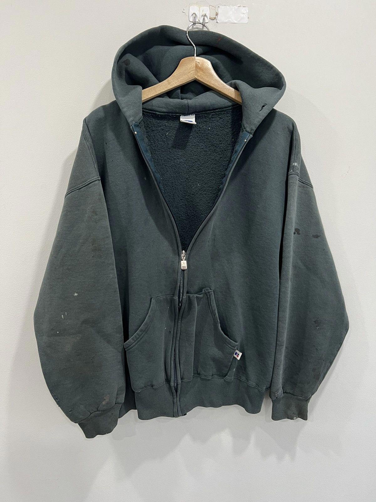 Vintage 90s Russell Athletic Zip up Hoodie Sweater Thrashed - Etsy