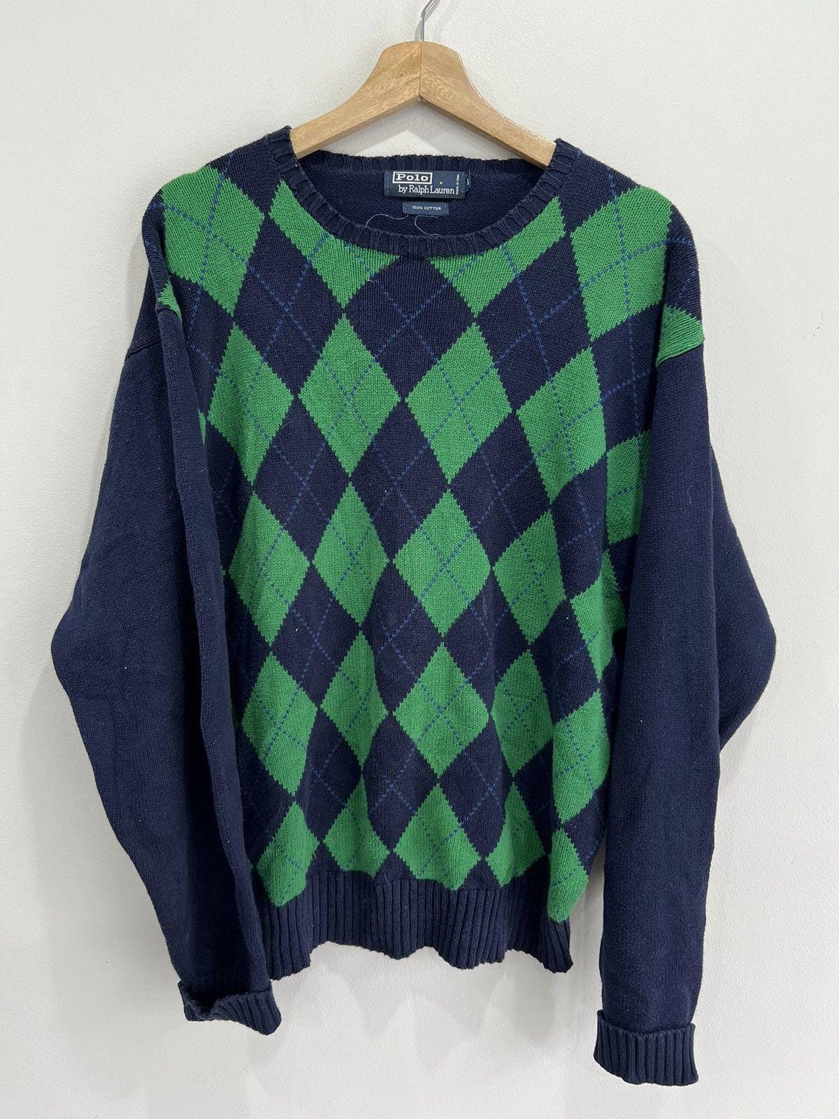 Vintage Ralph Lauren Argyle Knit Sweater Green L - Etsy