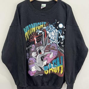 Vintage Looney Tunes Midnight Bash Taz Bugs Bunny Pullover XL