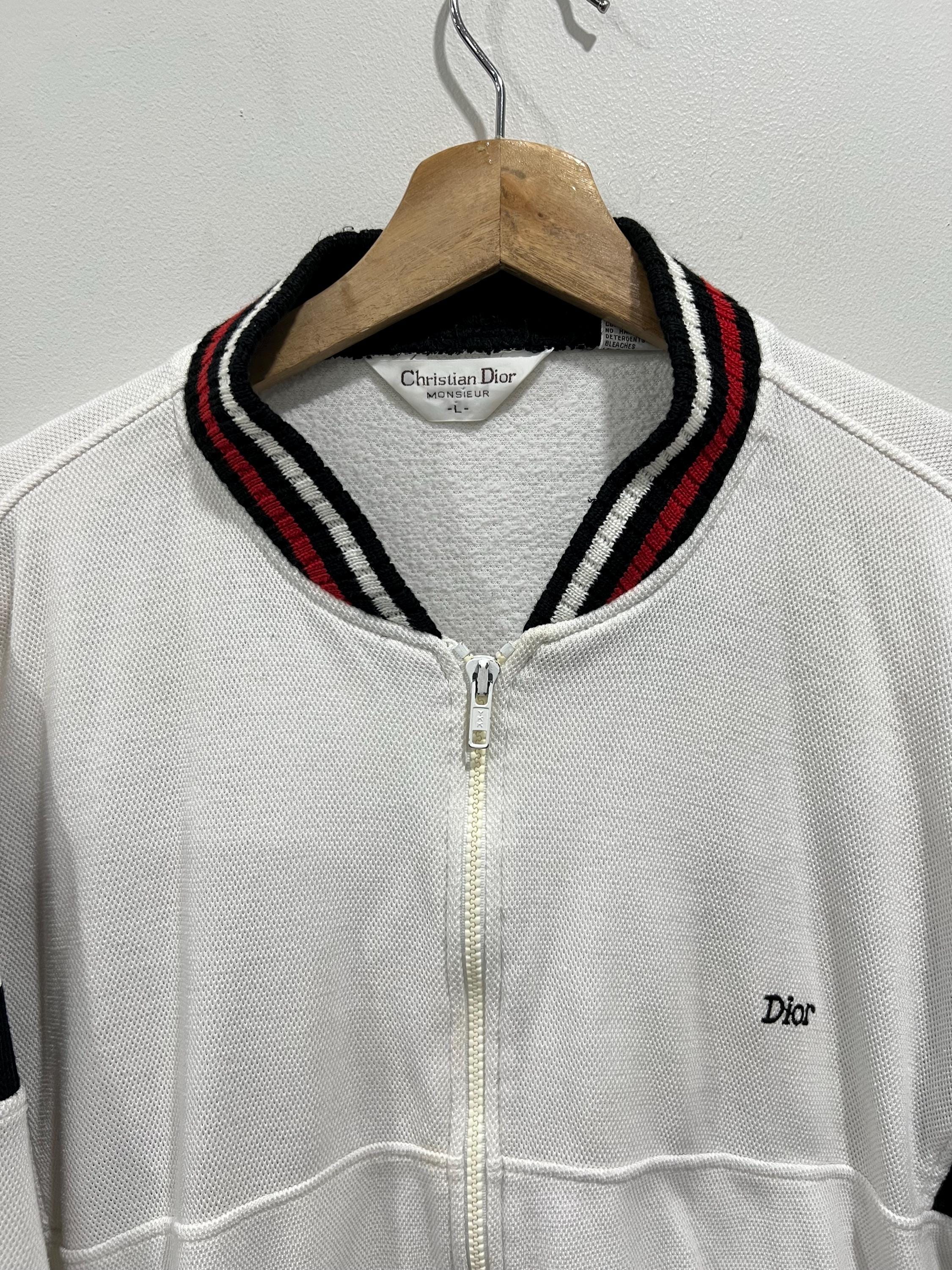 Vintage 80s Christian Dior Zip up Sweater White L - Etsy Israel