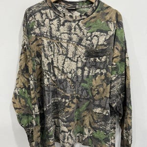 Vintage Camo Mossy Oaks Longsleeve Shirt Thermal real tree image 1