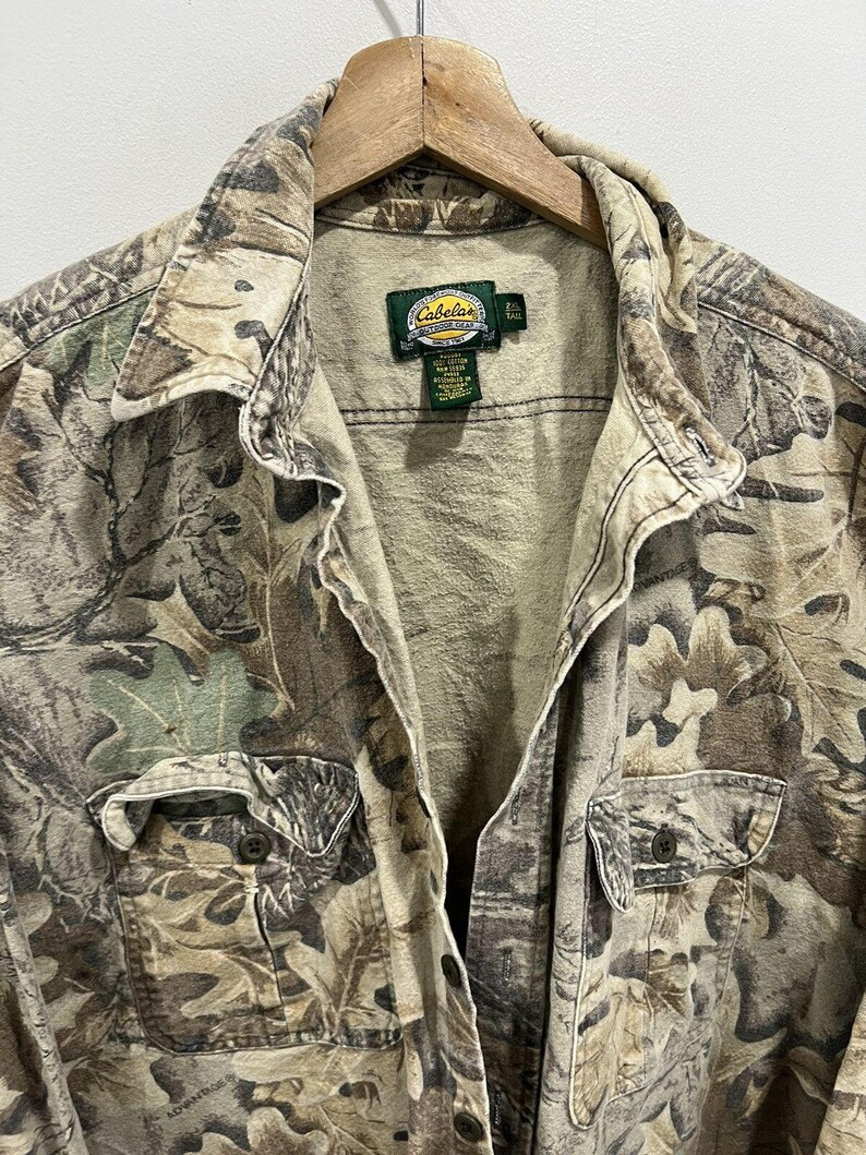 Vtg Cabelas Camo Real Tree Mossy Oaks Button Up Shirt xxl image 3