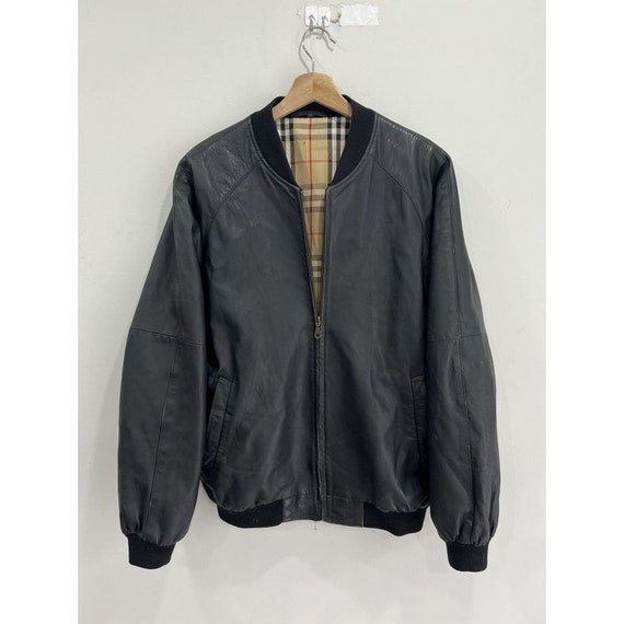Burberry London Leather Varsity Jacket Nova Check… - image 1
