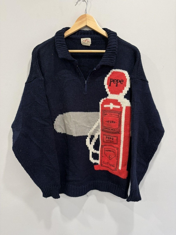 Pepe Jeans, Vintage Pepe Knit Sweater Wool Quarter zip cowichan