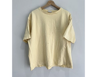 Vintage 90s Blank Yellow Tee Shirt Thrashed sun faded