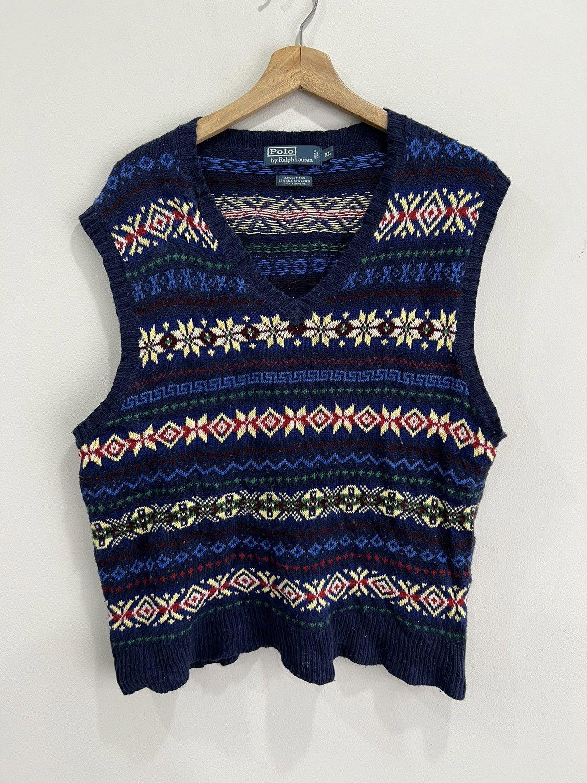 Vintage Ralph Lauren Polo Sweater Vest Pattern silk