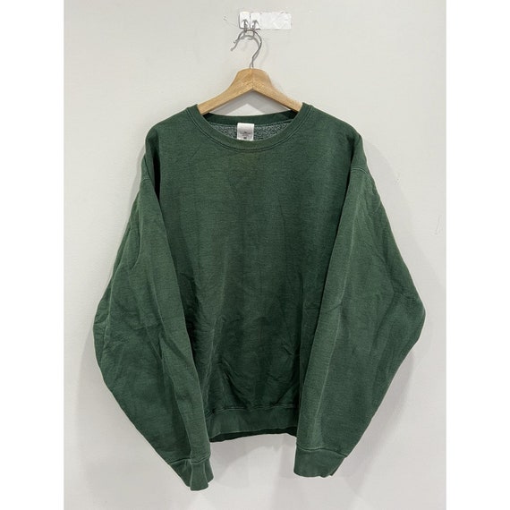 Vintage 90s Forest Green Heavy Duty Blank Sweater Sweatshirt Etsy UK