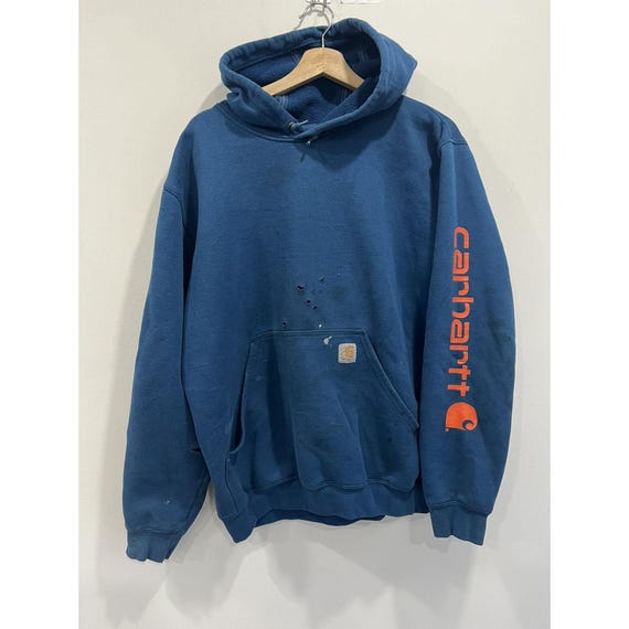Vintage Carhartt Hoodie Spellout Thrashed - Etsy