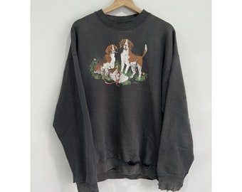 Vintage 90s Dog Sweater Thrashed sweatshirt
