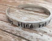 Was blind but now I see hands stamped cuff Amazing grace cuff Gospel song jewelry Christian Jewelry Faith Jewelry Amazing Grace