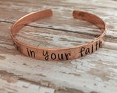 Stand Firm in your Faith hand stamped cuff bracelet Motivational jewelry Christian stamped jewelry Christian bracelet Faith