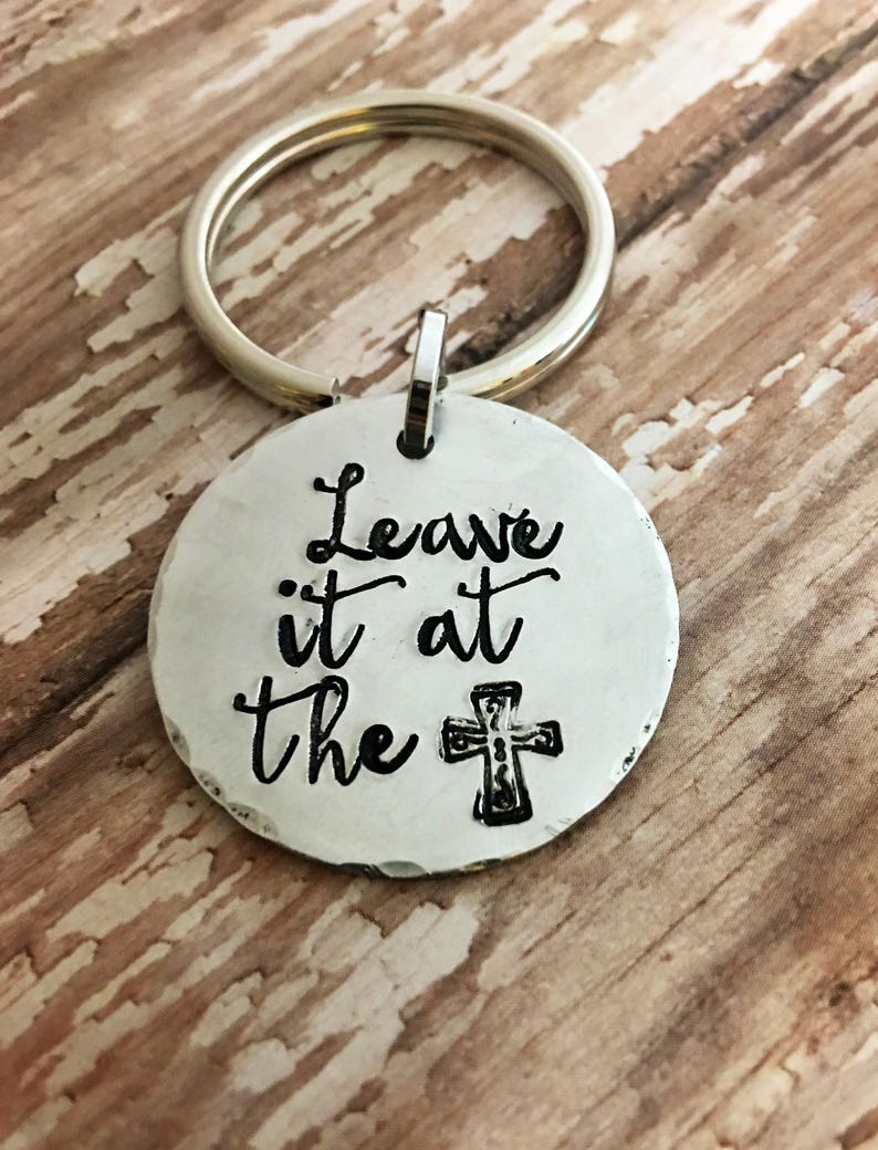 Leave it at the cross hand stamped Religious Gift | Etsy