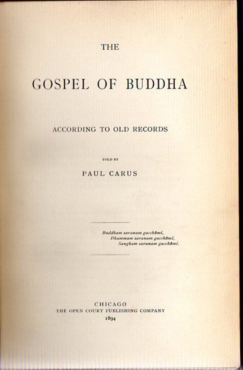 The Gospel of Buddha According to Old Records by Paul Carus Etsy