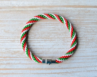 fuer Herren I5U3 Leder Legierung Schmuck Armband Italienische Flagge Armreif