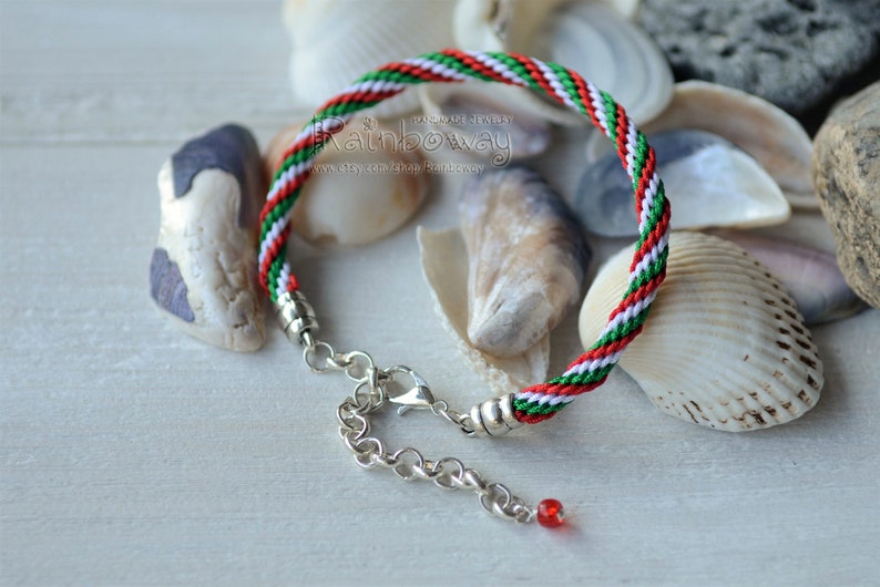 Italian Flag Bracelet Japanese Friendship Bracelet White Green Etsy
