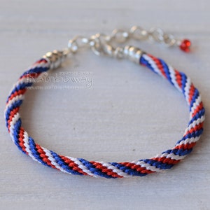 Franse vlagarmband Wit blauw rood gevlochten koordarmband Japanse vriendschapsarmband Gestreepte wikkelarmband Verstelbare kumihimo-armband