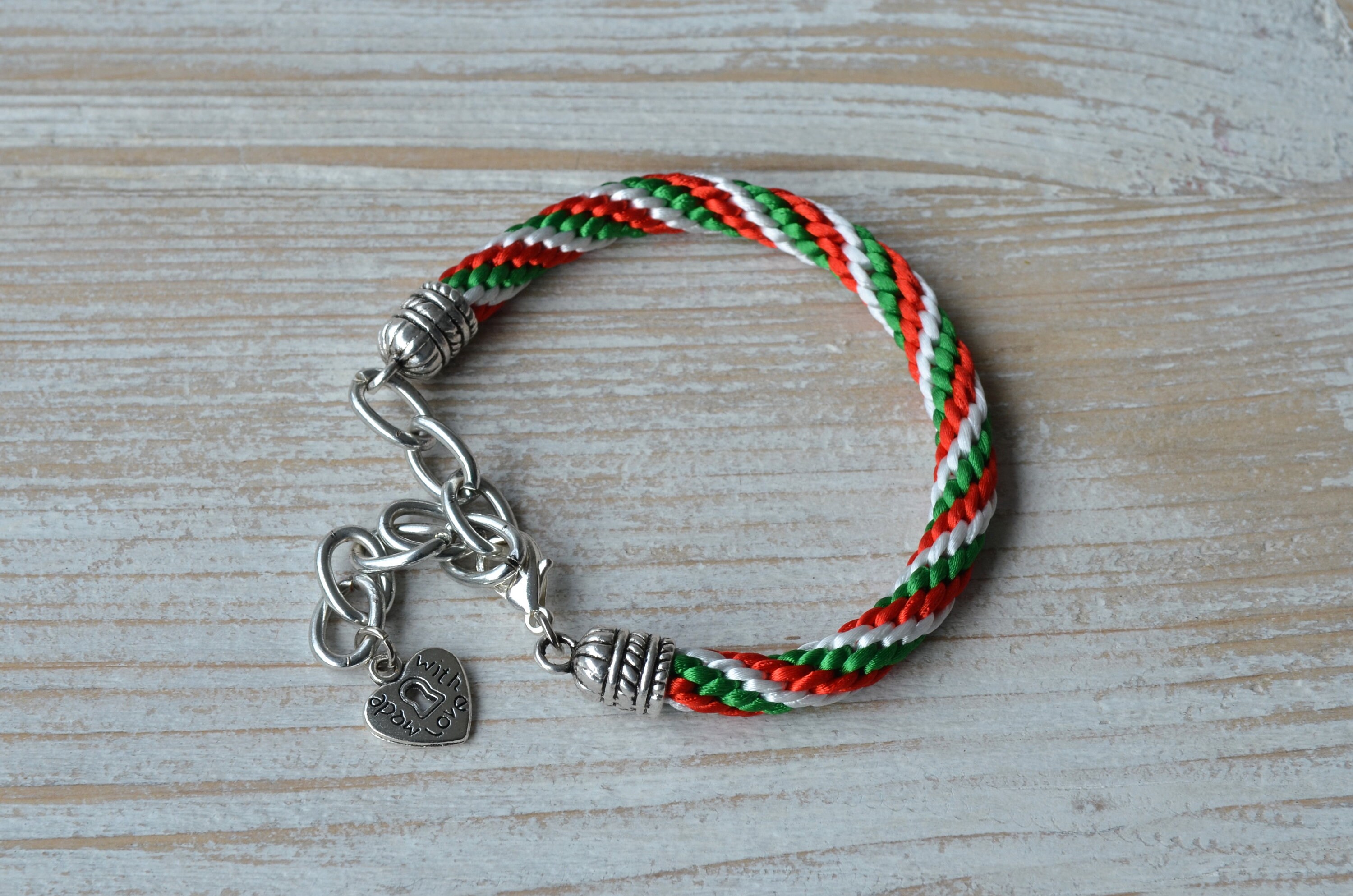 Italian Flag Bracelet 7mm Friendship Bracelet White Green Red Etsy UK