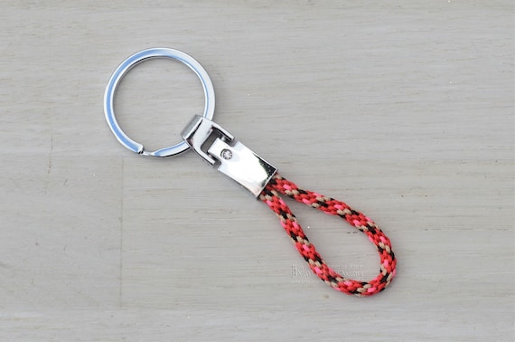 Red Pink Braided Keychain Loop Stainless Steel Key Ring With Kumihimo Cord  Mottled Braided Cord Keychain Japanese Cord Keychain Loop Keyring 