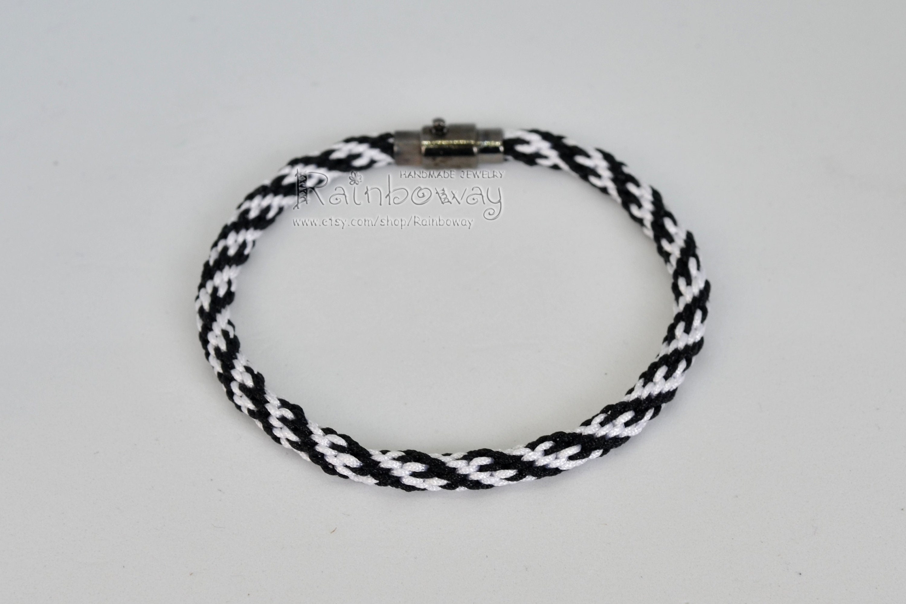 Black White Kumihimo Bracelet Japanese Friendship Bracelet Etsy