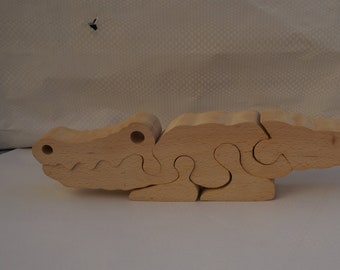 Beech Wood Crocodile 3D Puzzle Toy