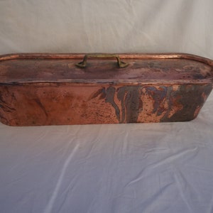 Large 24.4 inch vintage poacher handmade copper French fish kettle