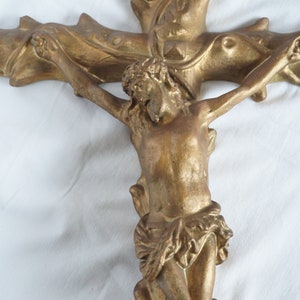 Large golden crucifix from the 19th century, Religious Wall Art,   Cross