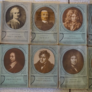 Set of 17 French Classiques  Hachette  softback books, 30&#39;s . Racine , Chateaubriand, Moliere , Rousseau...etc