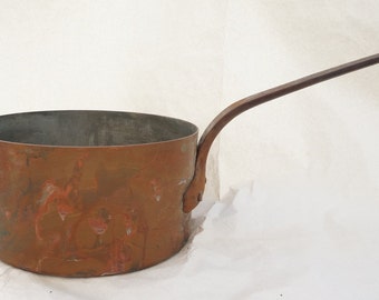 Sartén vintage de cobre extragrande: decoración rústica francesa para cocina