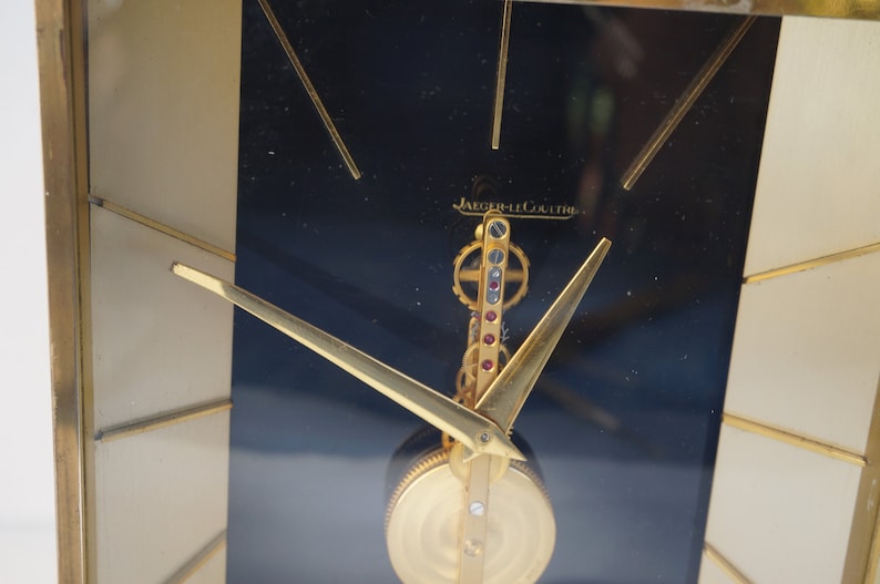 JAEGER LECOULTRE BAGUETTE Skeleton Clock. Jaeger Lecoultre 8 Days Skeleton Table Clock With Baguette Movement. Clock collectible. Swiss Made image 3