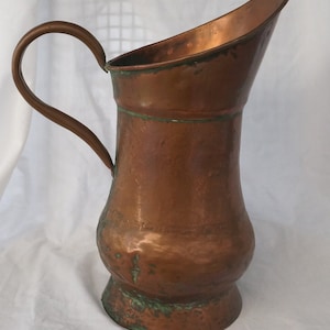 Vintage  French copper pitcher , jug, jar ,carafe or vase