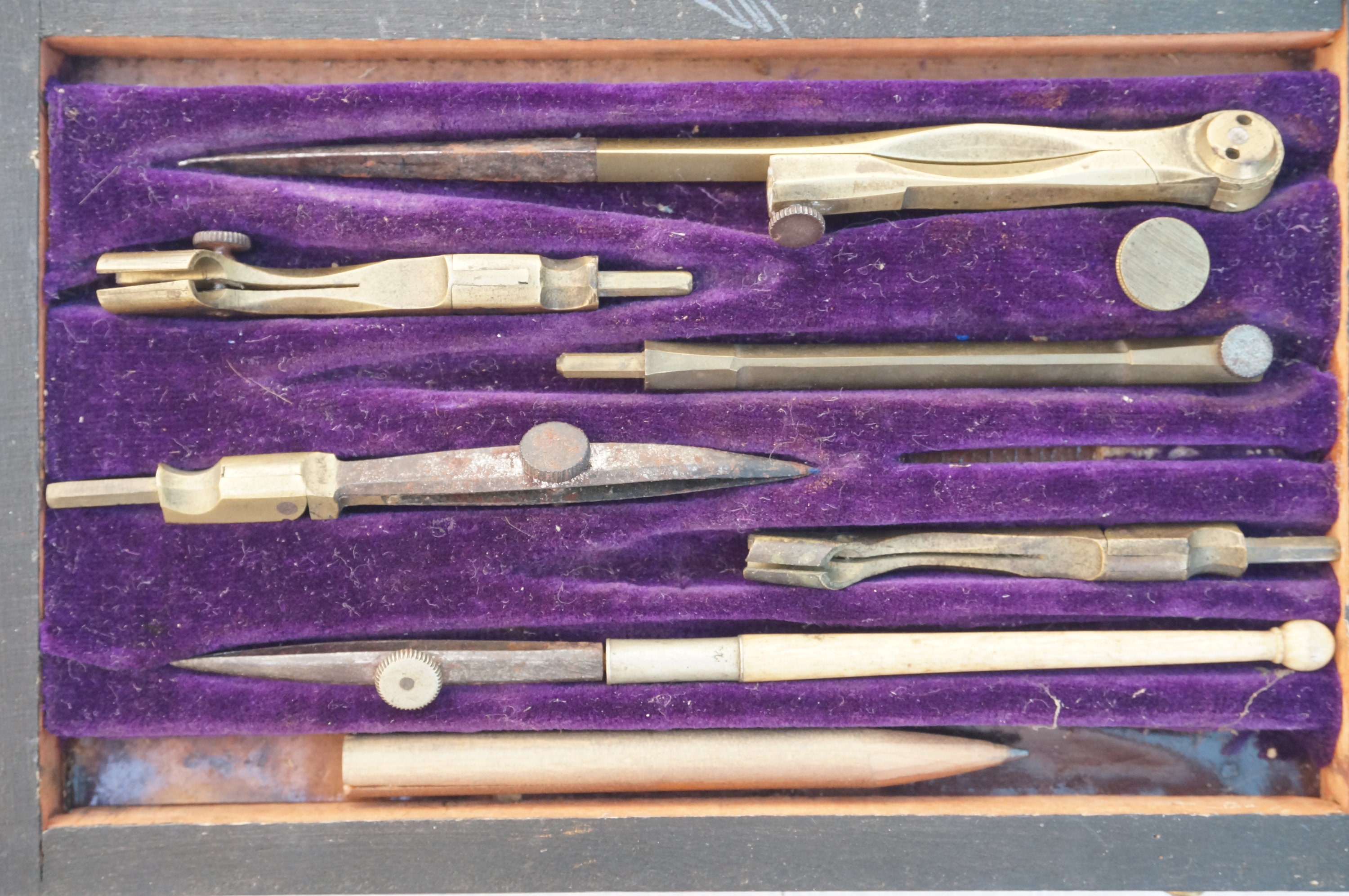 Drafting Tools Set Vintage set brass compass 1800s Etsy