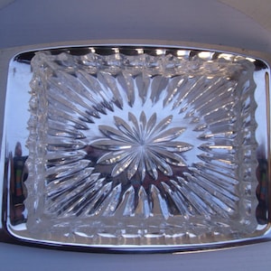 Silver plated butter serving dish. Vintage Silver Plated Butter Dish . Glass tray. Silver plated dish. Butter dish