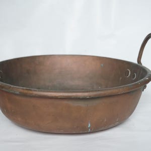 Antique Copper jam pan, French cookware pot, Copper basin, 1800s