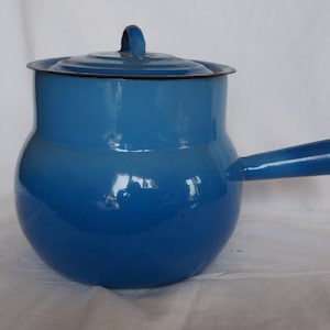 Blue Enamel Pot With Lid