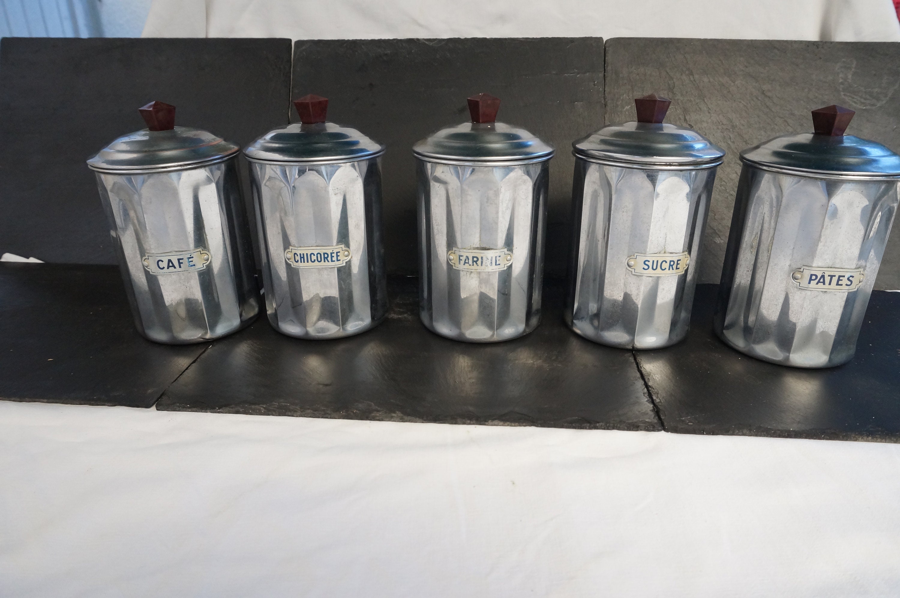 Vintage Set of 5 Canisters for Flour Sugar Chicory Paste Etsy