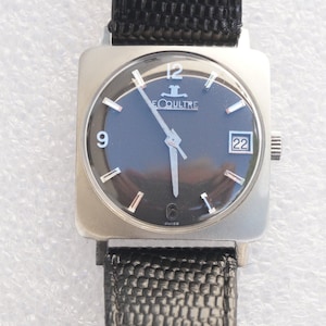LeCoultre manual wind square shaped, watch with black dial