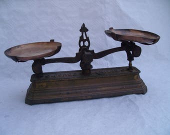 Antique small French   Balance . Roberval Balance. Shop scales 1900s . Vintage Weighing scales .Industrial scales. Shabby chic. Store decor