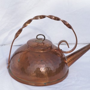 Vintage Hammered Copper Kettle, Elegant and rare model, 1960s