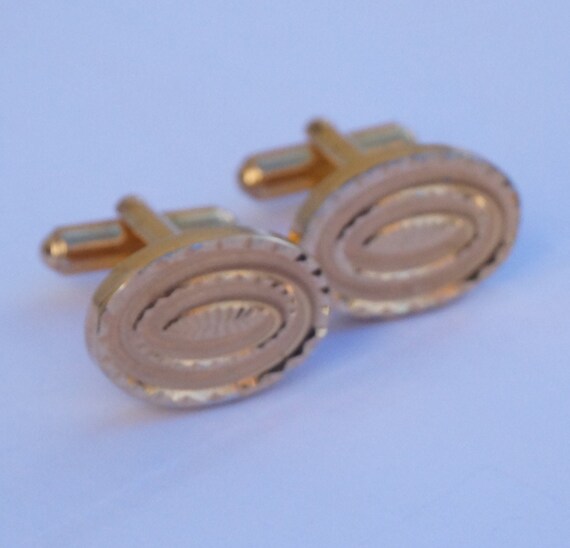Paire De Boutons De Manchette Vintage Plaqué Or Des Années 60 - Occasion En Bon état Général