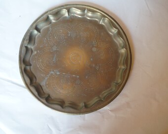 Vintage Brass Serving Tray: Cocktail Coffee Tray, Wall Decor (12.40")
