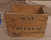 Antique Wooden Crate, Vintage Box  From a Toulouse Company, 1950&#39;s