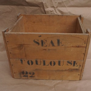 Antique Wooden Crate, Vintage Box  From a Toulouse Company, 1950's