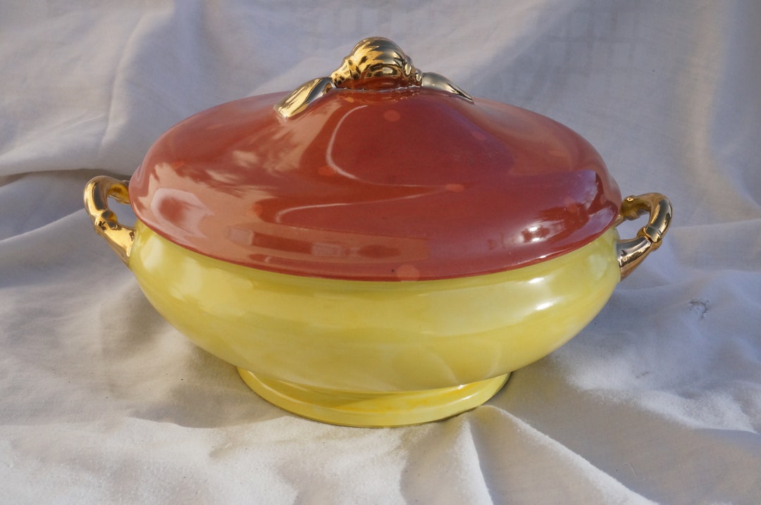 Vintage Soup Tureen, Limoges Porcelain Hand Painted by a French Artist