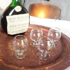 Set of 4 Vintage cognac glasses, brandy glasses,  Monogrammed &quot;N&quot; Napoleon