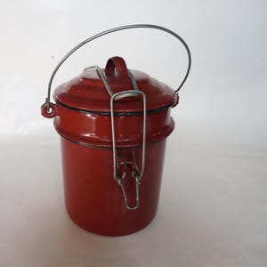 Vintage French Red Enamel Lunch Box, 1950s
