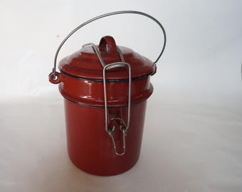 Vintage French Red Enamel Lunch Box, 1950s