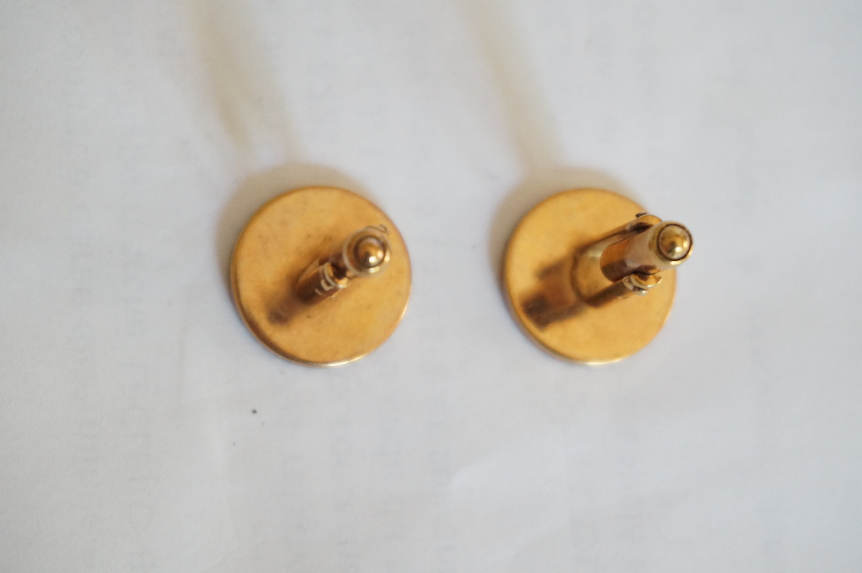 Boutons De Manchette Vintage Américains En Laiton Doré - Style Années 60 - Occasion