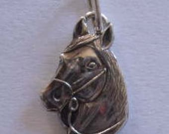 Sterling Silver Horse Head Pendant - Equestrian Necklace