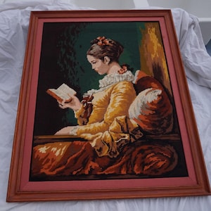 Vintage Canvas : &quot; La Liseuse &quot; or  The Reader, The Young Girl Reading, 1960s